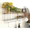 Set of 2 Silver Metal Basket & Wooden Wall Shelf Units With Hooks